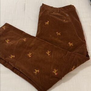 Castaway Nantucket Brown Corduroy Pants with Christmas Dogs